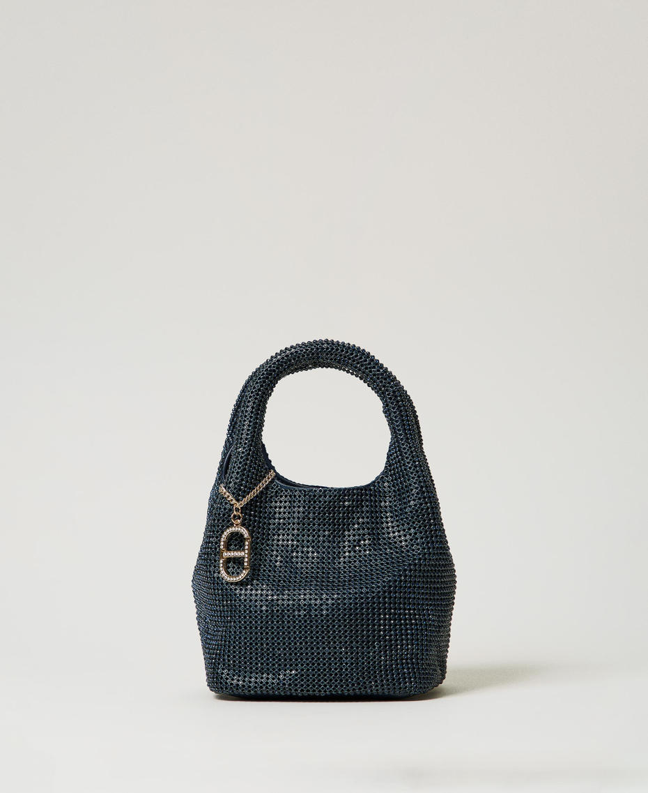 Borsa 'Rendez-Vous' in strass e charm Oval T Indaco Donna 242TB7403_00384_01