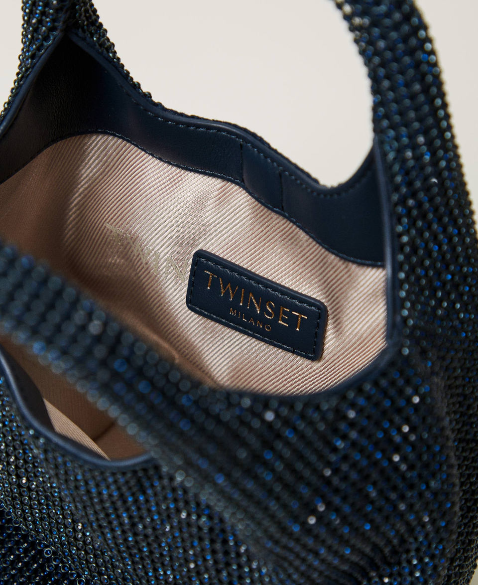 „Rendez-Vous“-Bag aus Strass mit „Oval T“-Charm Indigo Frau 242TB7403_00384_04