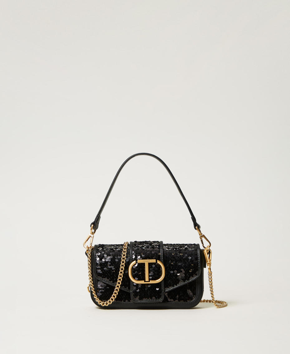 Borsa a tracolla 'Amie' con paillettes Nero Donna 242TB7430_00006_01