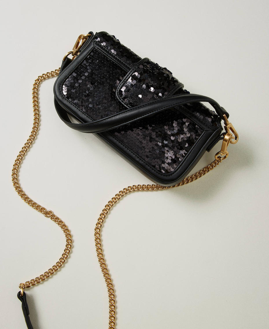 Borsa a tracolla 'Amie' con paillettes Nero Donna 242TB7430_00006_03