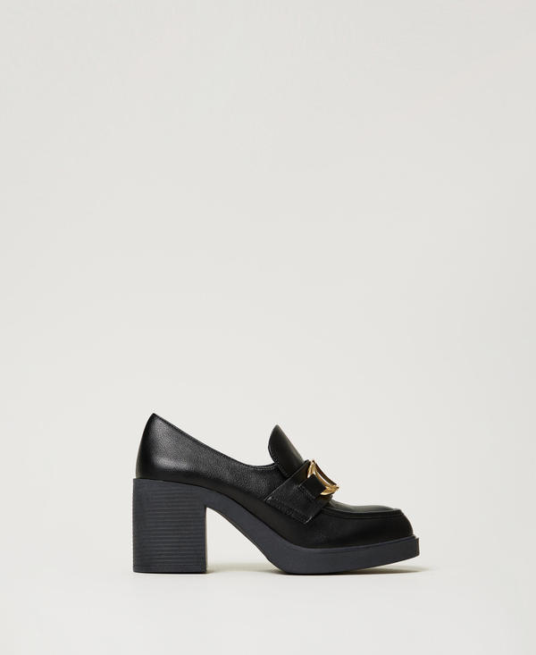 Heeled loafers with Oval T clasp