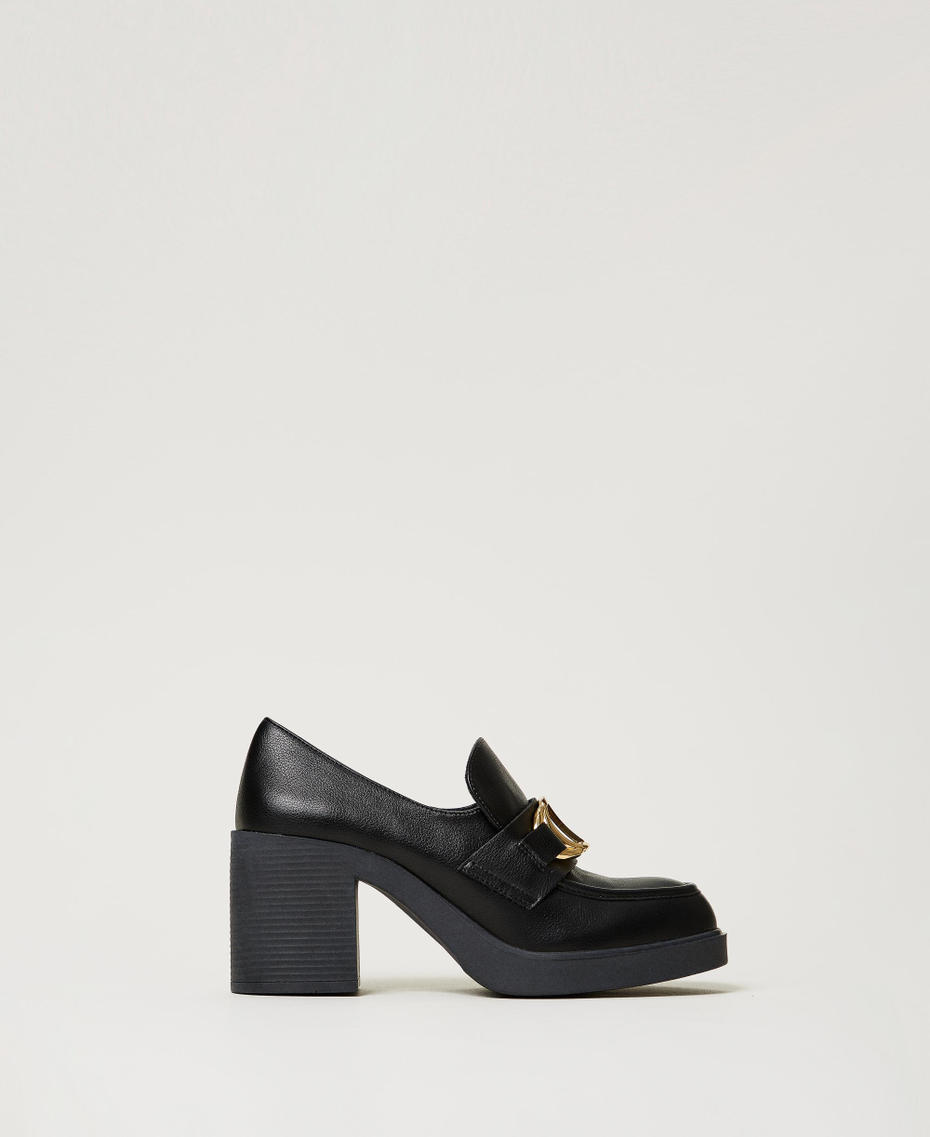 Heeled loafers with Oval T clasp Black Woman 242TCP034_00006_01