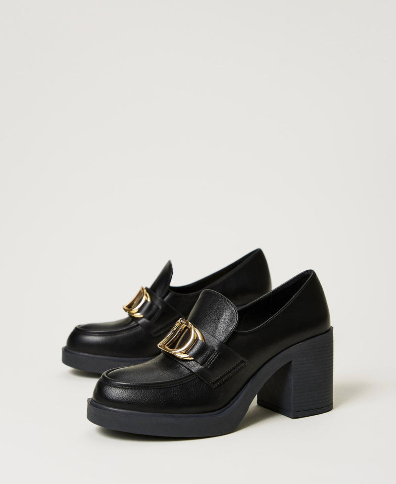 Heeled loafers with Oval T clasp Black Woman 242TCP034_00006_02