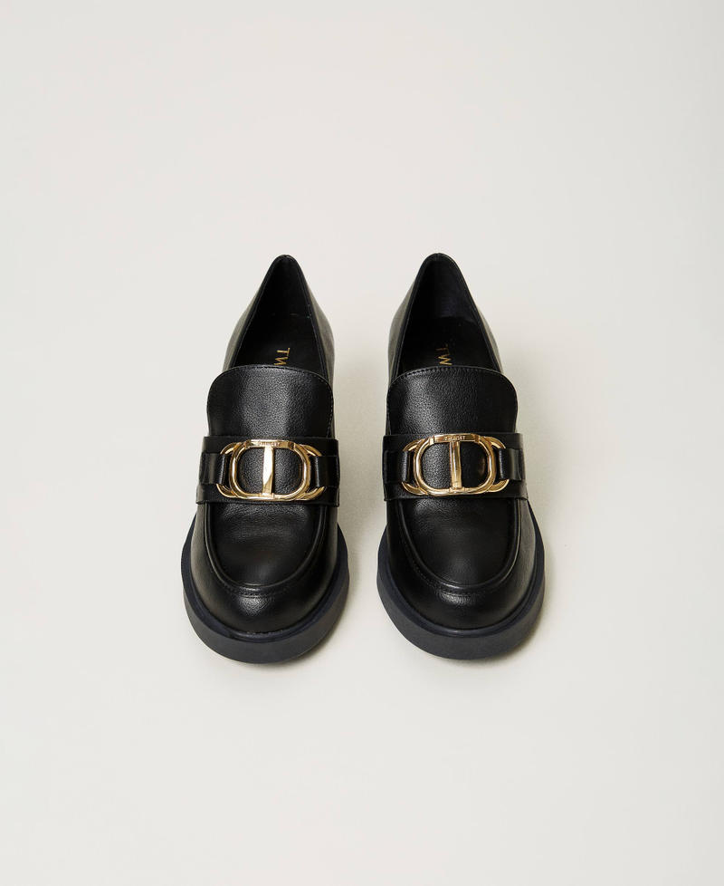 Heeled loafers with Oval T clasp Black Woman 242TCP034_00006_04