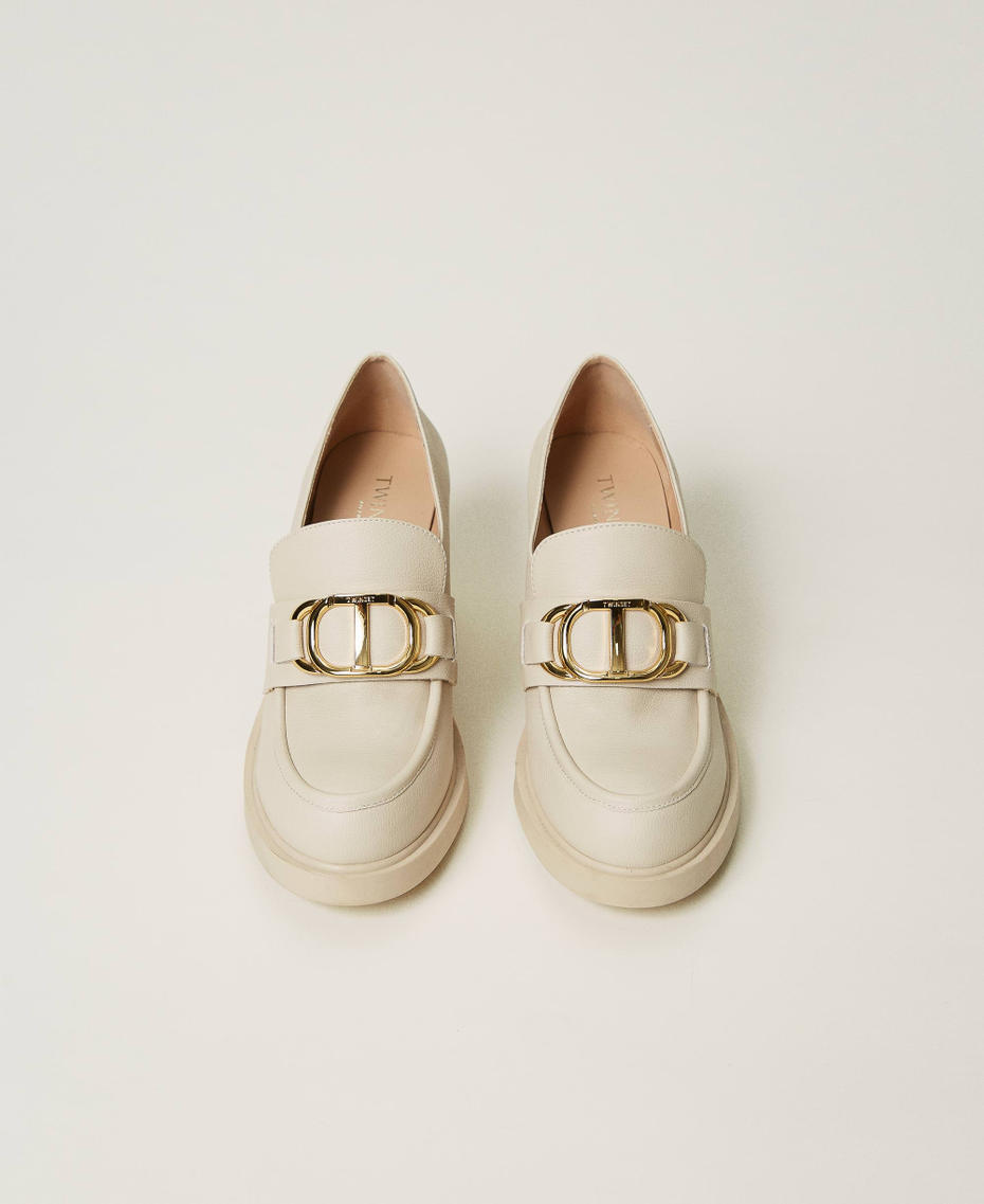 Heeled loafers with Oval T clasp Old White Woman 242TCP034-04