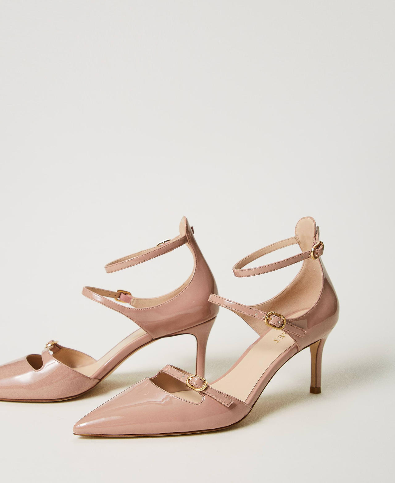 Faux patent leather court shoes with straps Woman Beige TWINSET Milano