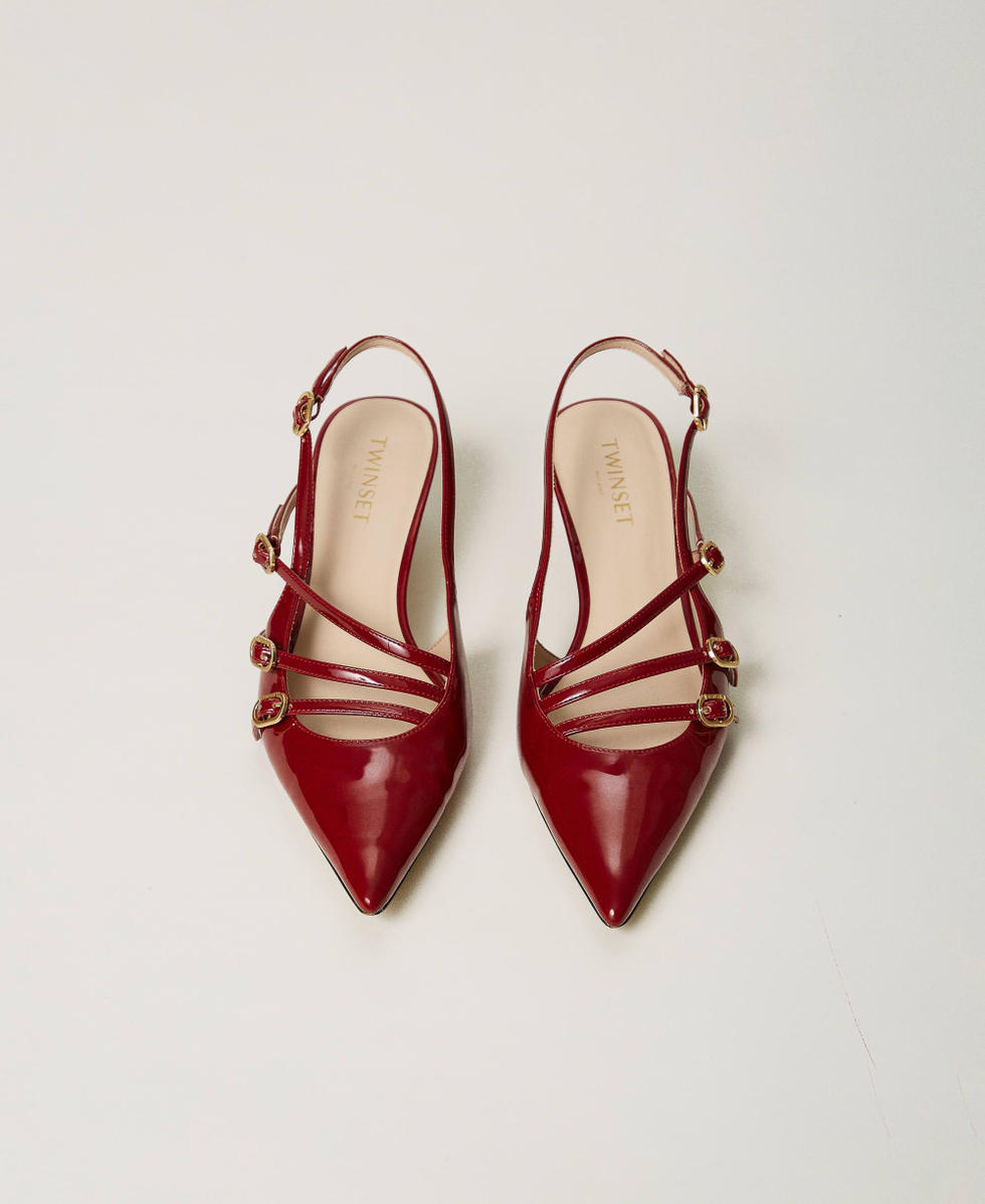 パンプス TWIN SET Patent leather slingback Faux patent leather sling back court shoes with straps Woman