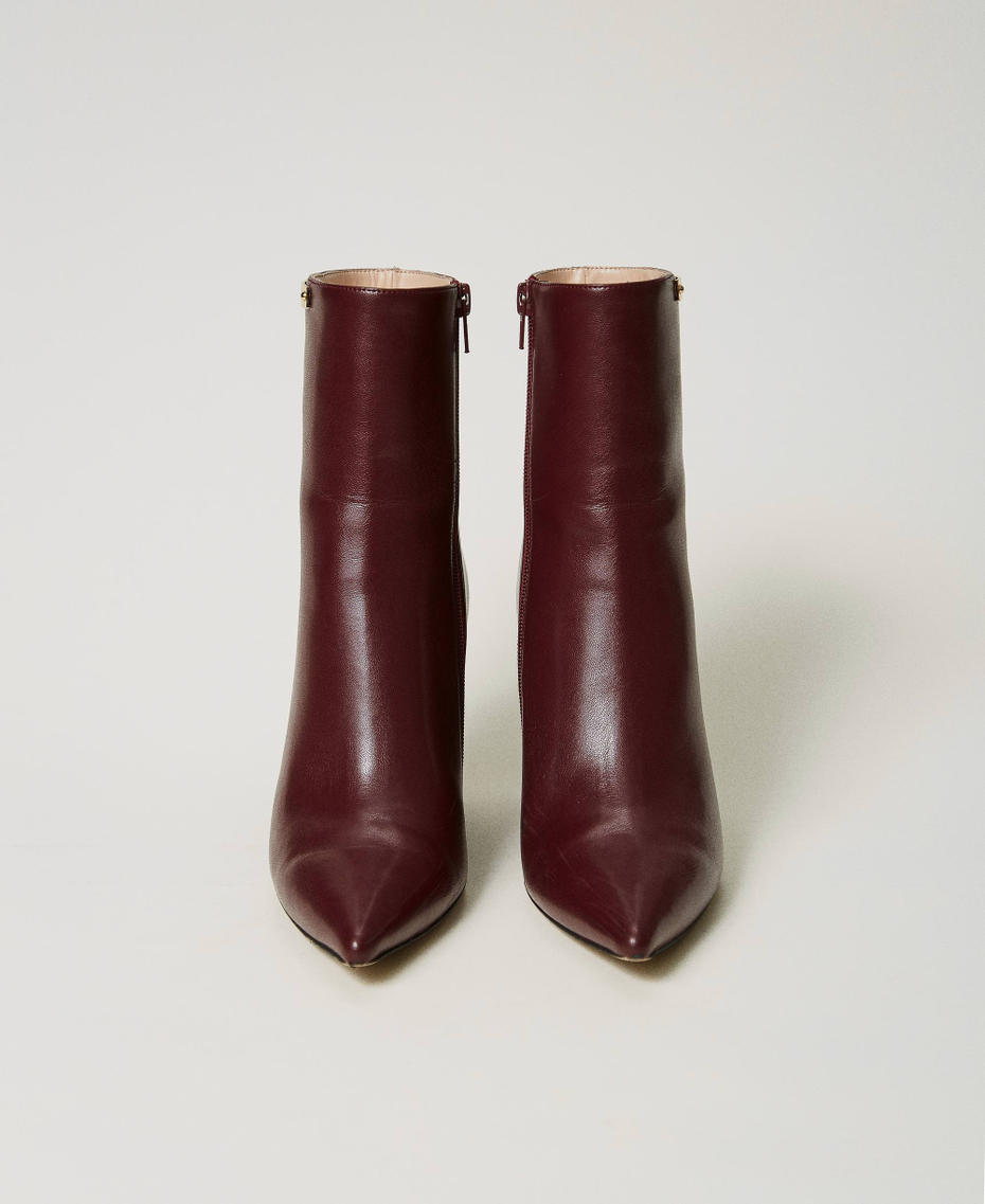 Ankle boots with wedge and logo plate Bordeaux Woman 242TCP162_00020_04