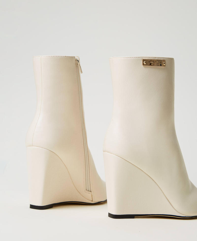 Ankle boots with wedge and logo plate Old White Woman 242TCP162_11748_03