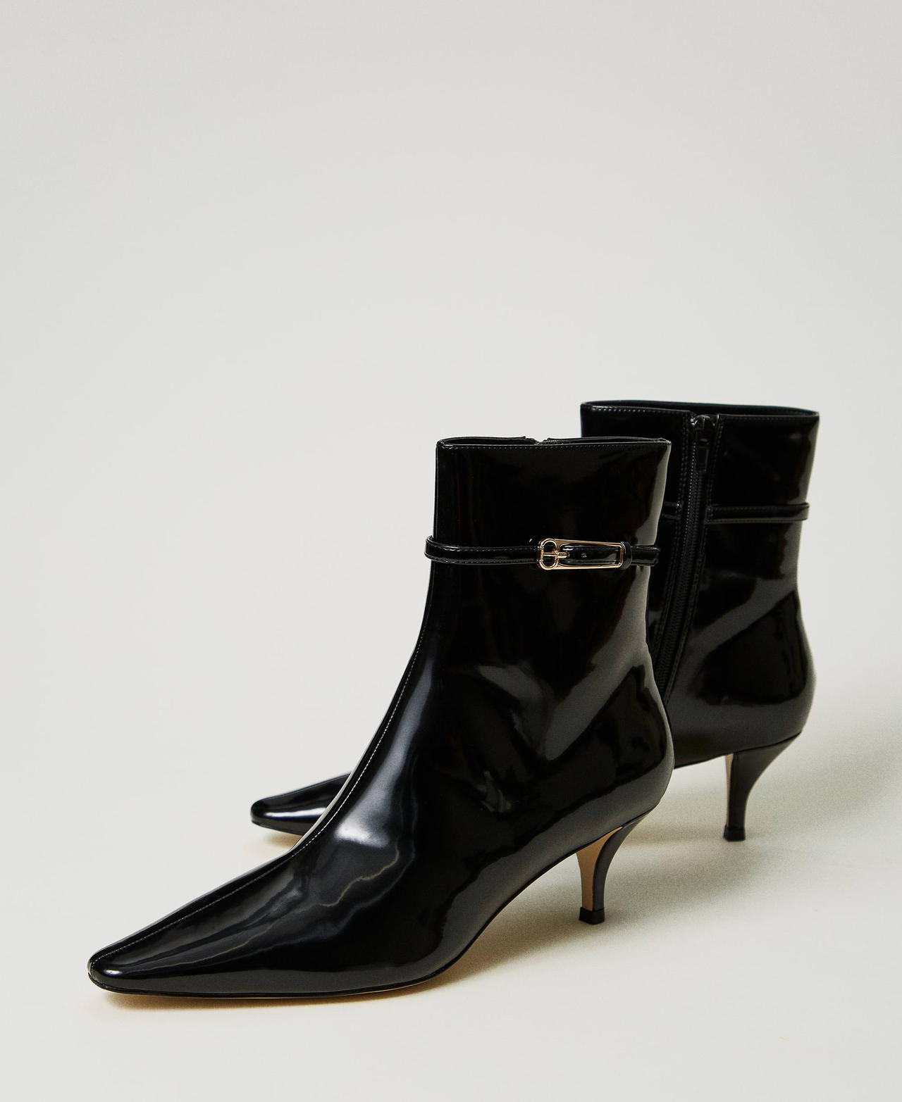 Patent leather ankle boots with strap Black Woman 242TCP172_00006_02