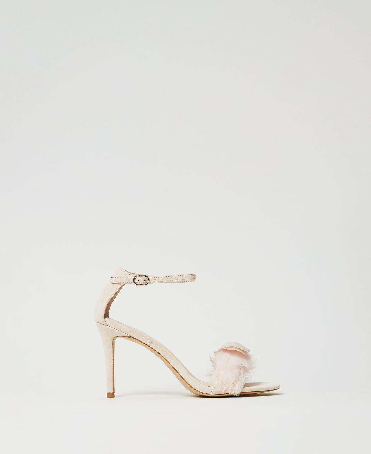Sandales en cuir avec plumes Blanc &laquo;&nbsp;Old White&nbsp;&raquo; Femme 242TCP180_11748_01