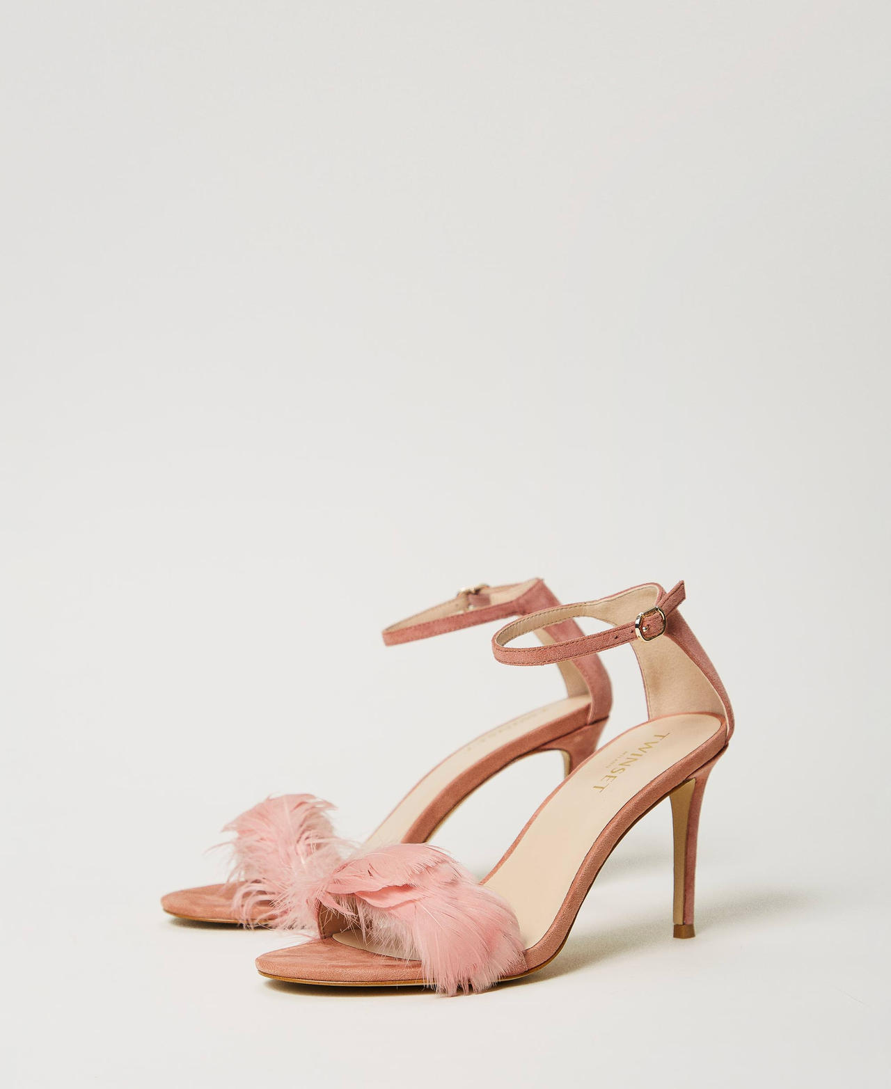 Sandales en cuir avec plumes Coral Bead Femme 242TCP180_11752_02