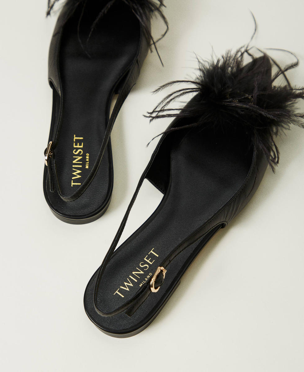 Shoes with feathers on the back cheap