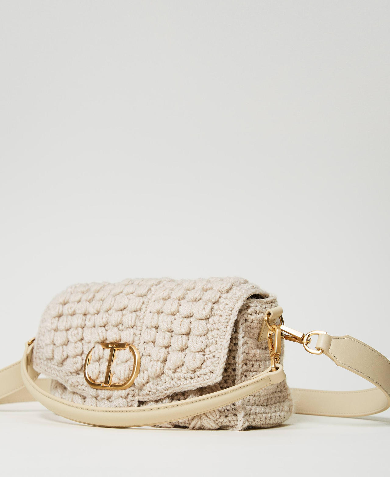 'Amie' medium tricot shoulder bag White Cream Woman 242TD8040_11952_02