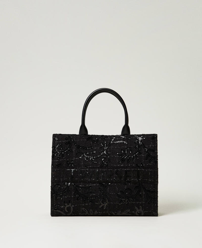'Victoria' shopper bag with embroidery and logo Black Woman 242TD8100_00006_01
