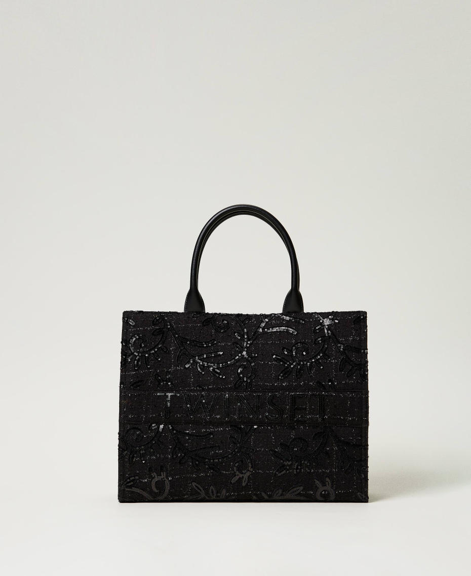 'Victoria' shopper bag with embroidery and logo Black Woman 242TD8100_00006_01
