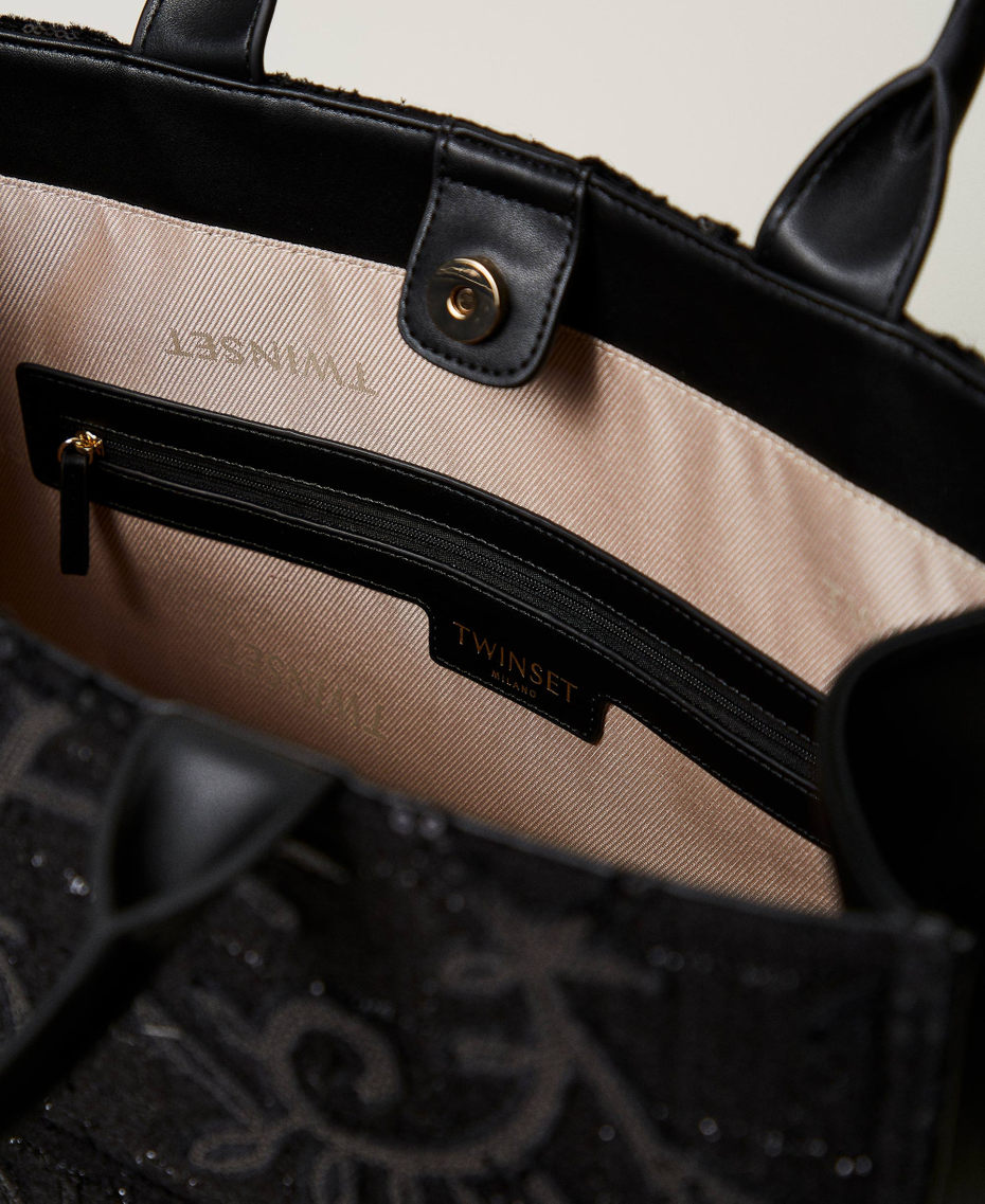 'Victoria' shopper bag with embroidery and logo Black Woman 242TD8100_00006_04