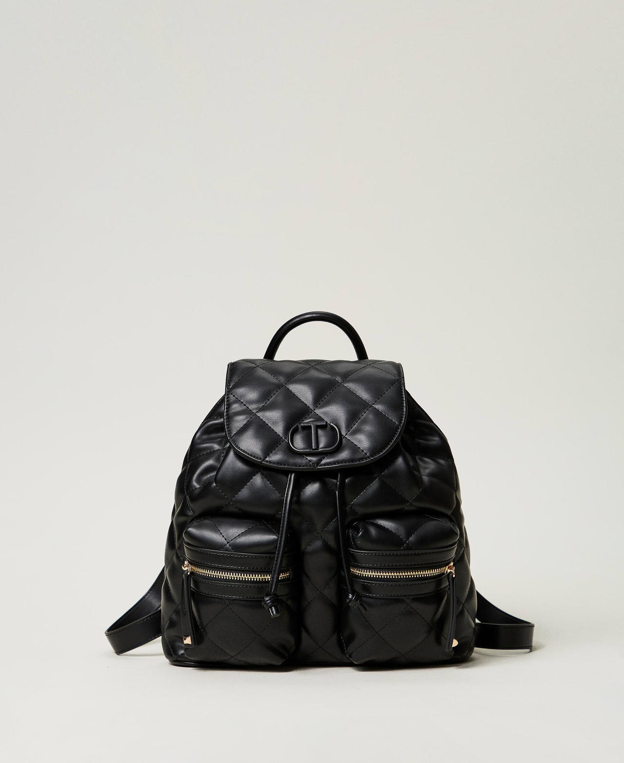 Quilted backpack with Oval T Woman Black TWINSET Milano