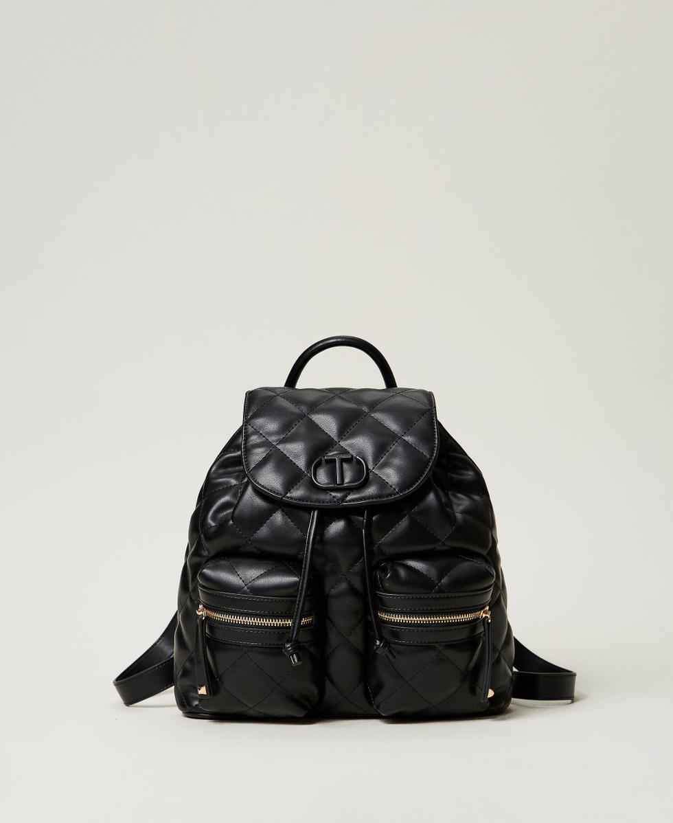 Quilted backpack with Oval T Woman Black TWINSET Milano