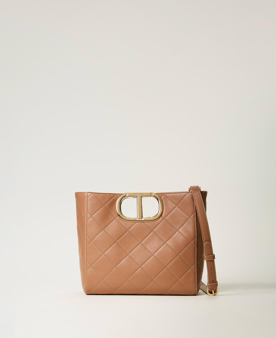 Shopper „Lila“ mit Steppmotiv und „Oval T“-Griff Malzschokolade Frau 242TD8160_11943_01
