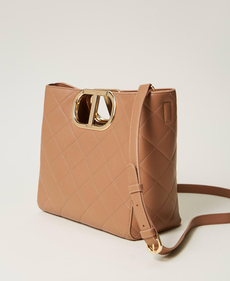 ‘Lila’ quilted shopper bag with Oval T handle Chocolate Malt Woman 242TD8160_11943_02