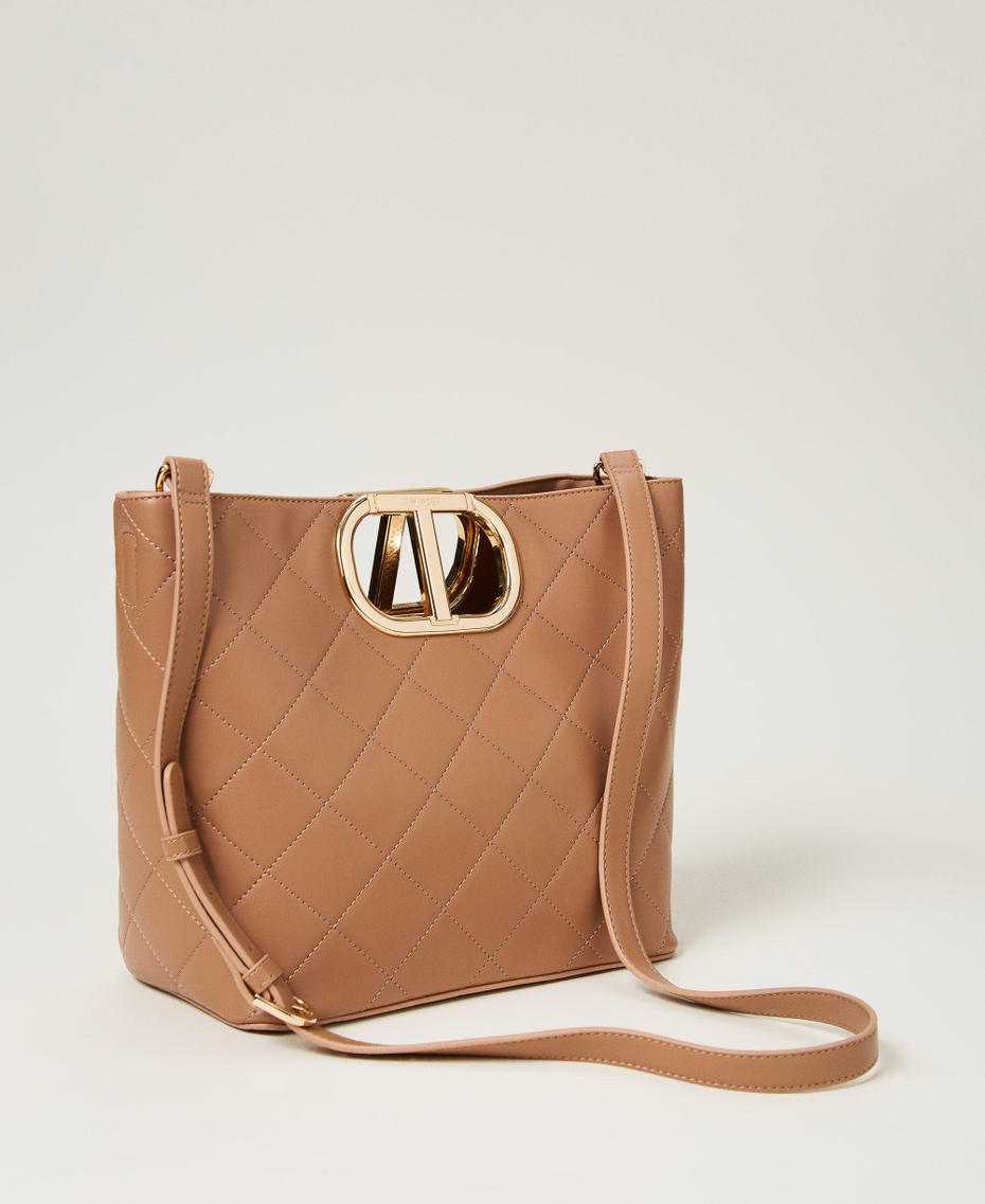 ‘Lila’ quilted shopper bag with Oval T handle Chocolate Malt Woman 242TD8160_11943_04