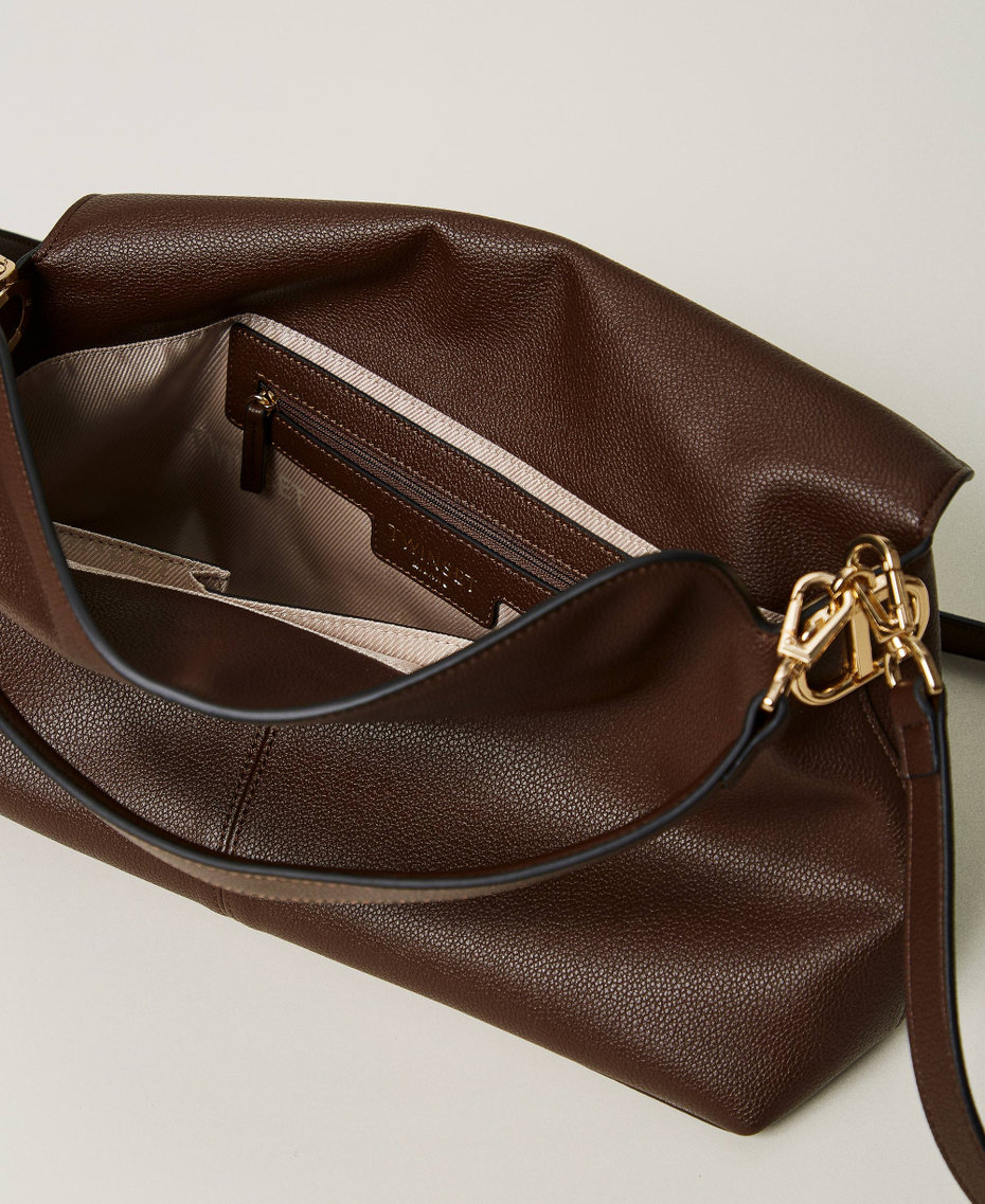 'Taylor' shoulder bag with Oval T Coffee Chocolate Woman 242TD8172_11946_04