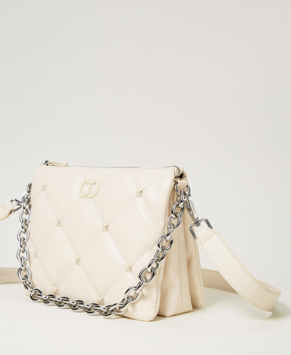 Via Manzoni shoulder bag with studs Woman White TWINSET Milano