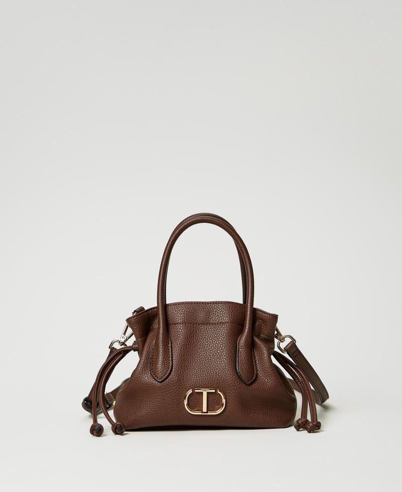 Shoulder bag with Oval T and drawstring Coffee Chocolate Woman 242TD8231_11946_01