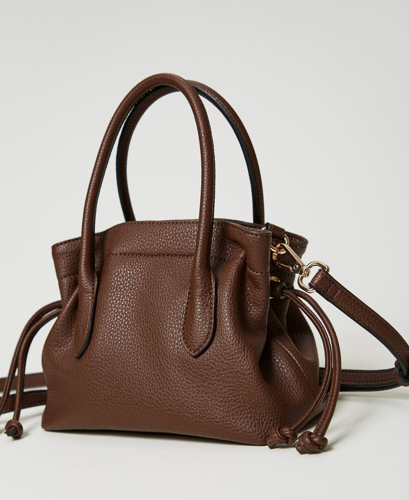 Shoulder bag with Oval T and drawstring Coffee Chocolate Woman 242TD8231_11946_03