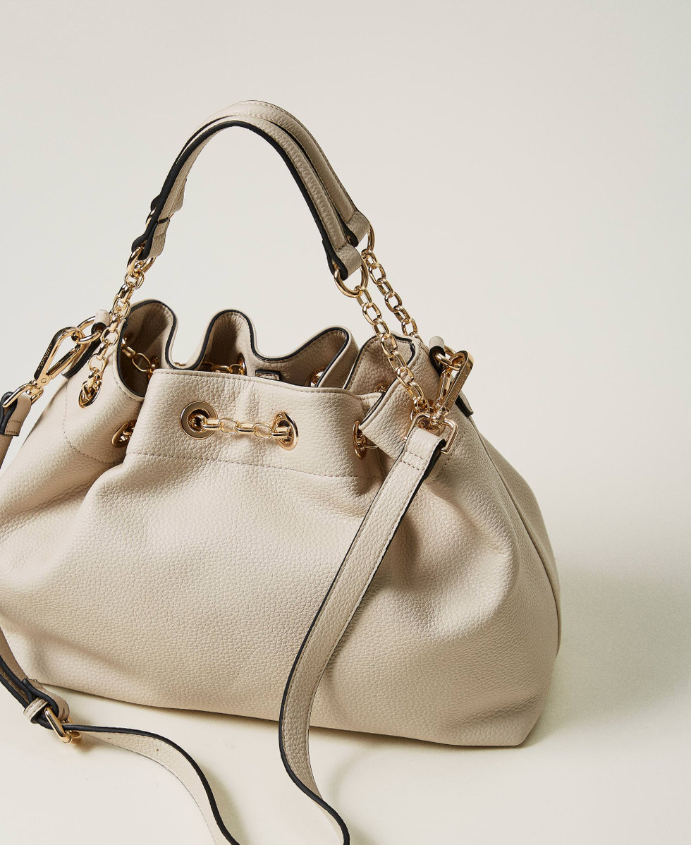 Borsa shopper con Oval T e manici coulisse Off White Donna 242TD8232_00526_03