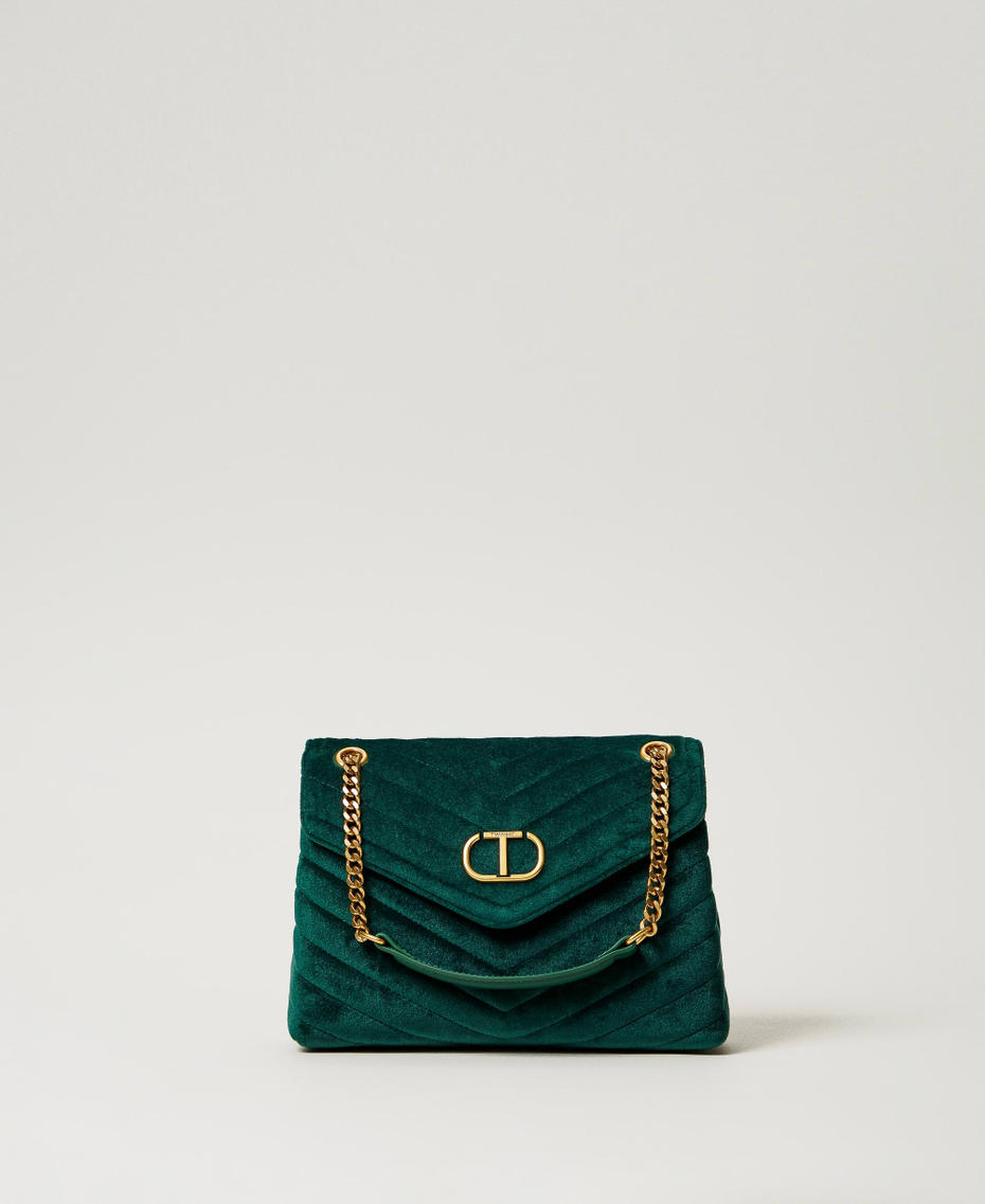 Borsa a tracolla 'Dreamy' media in velluto Verde "Monstera Green" Donna 242TD8260_11953_01
