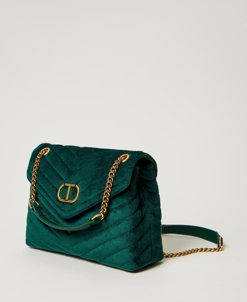 Dreamy medium velvet shoulder bag Woman Green TWINSET Milano