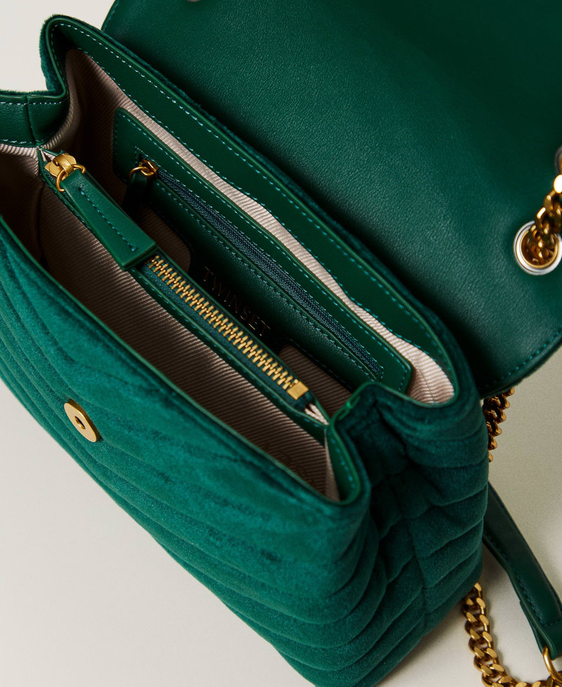 Borsa a tracolla 'Dreamy' media in velluto Verde "Monstera Green" Donna 242TD8260_11953_04