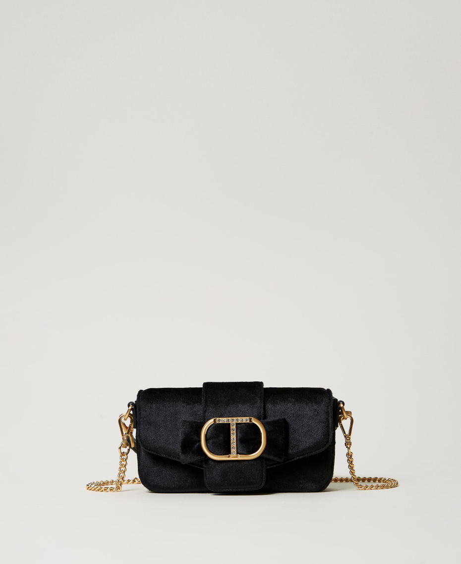 Borsa a tracolla 'Amie' piccola in velluto ricamato Nero Donna 242TD8270_00006_01