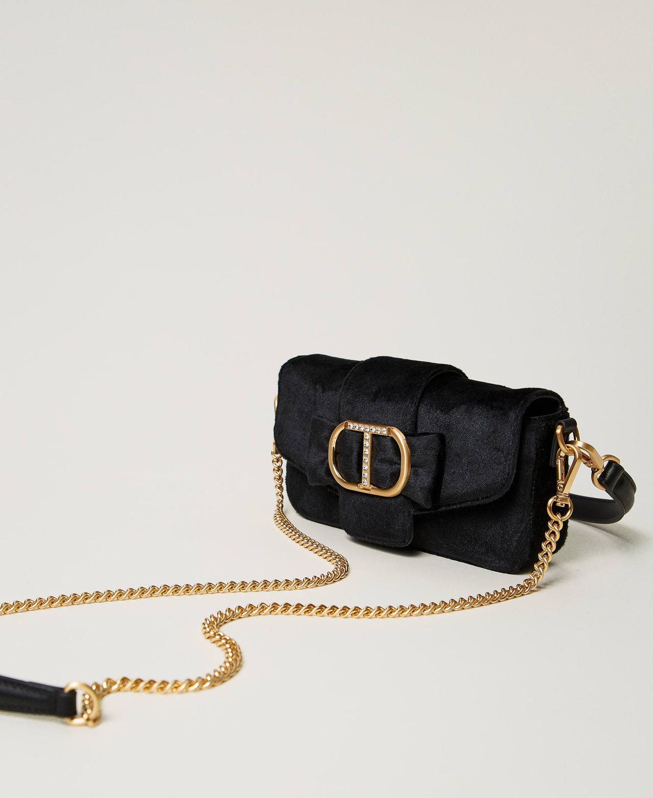 Borsa a tracolla 'Amie' piccola in velluto ricamato Nero Donna 242TD8270_00006_02