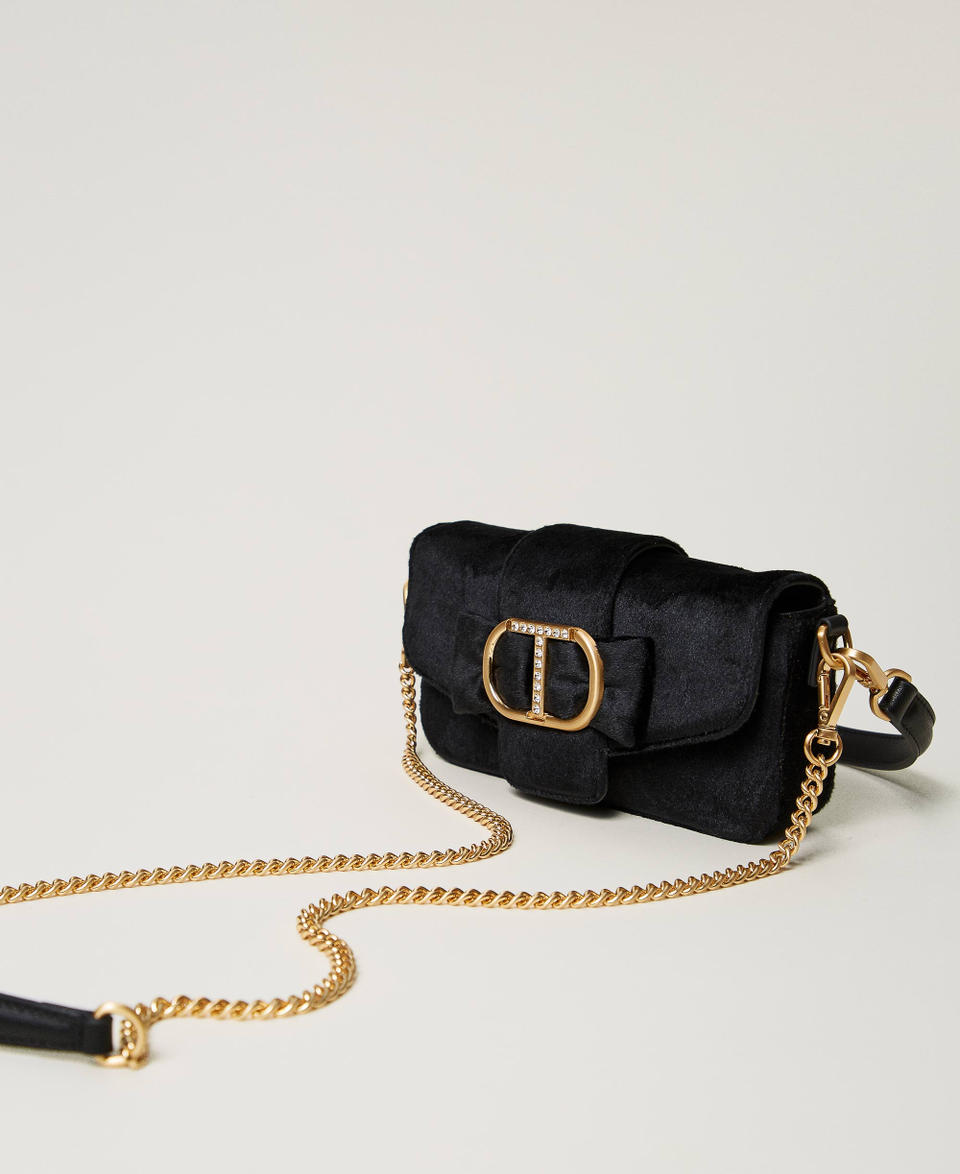 Borsa a tracolla 'Amie' piccola in velluto ricamato Nero Donna 242TD8270_00006_02