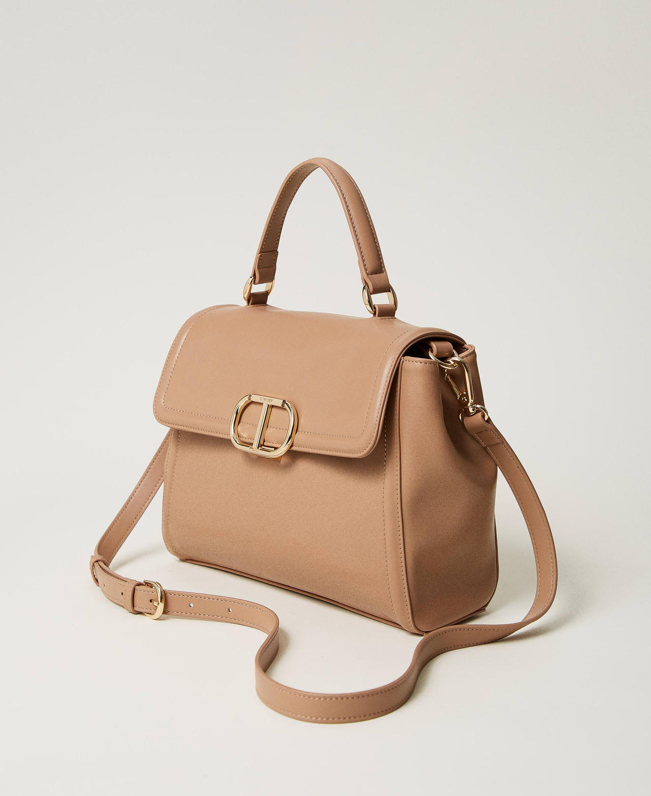 'Brera' top handle bag with Oval T fastener Chocolate Malt Woman 242TD8292_11943_02