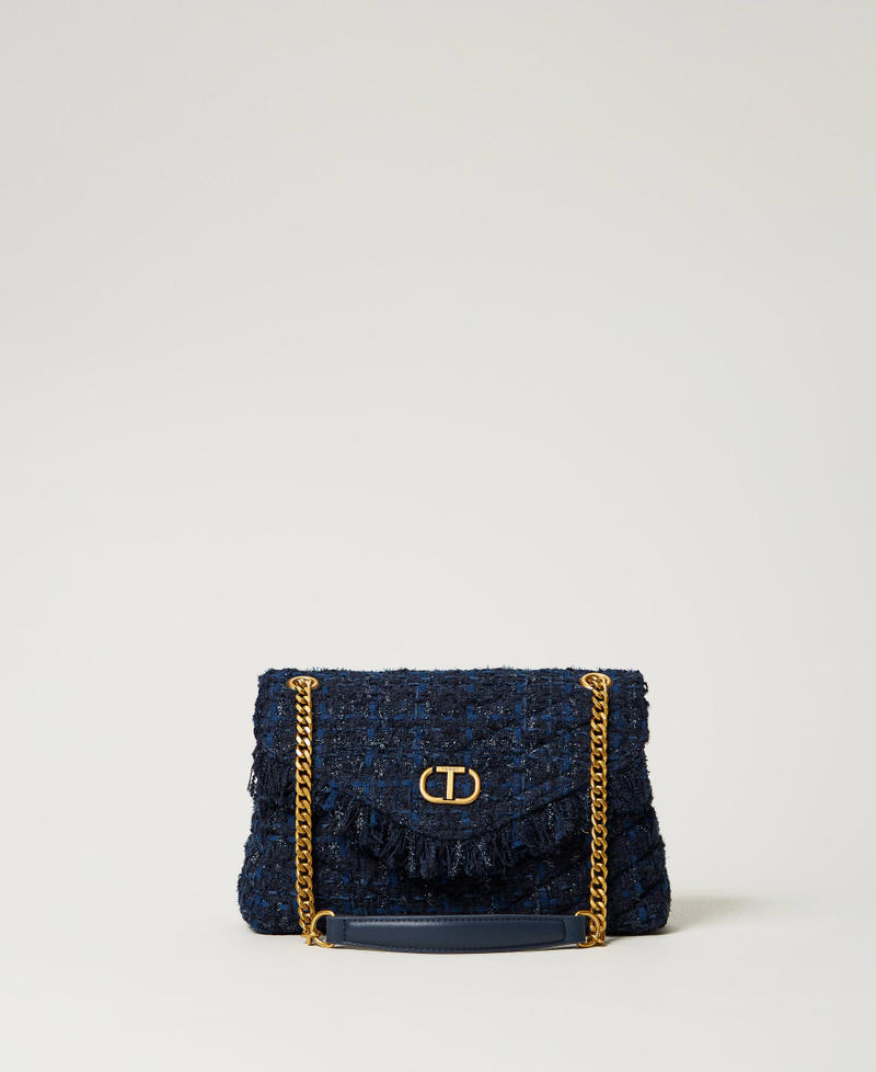 'Dreamy' medium tweed shoulder bag Blue Denim / Black Bouclè Woman 242TD8300_12006_01