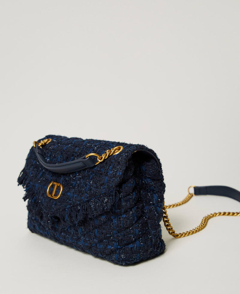 'Dreamy' medium tweed shoulder bag Blue Denim / Black Bouclè Woman 242TD8300_12006_02