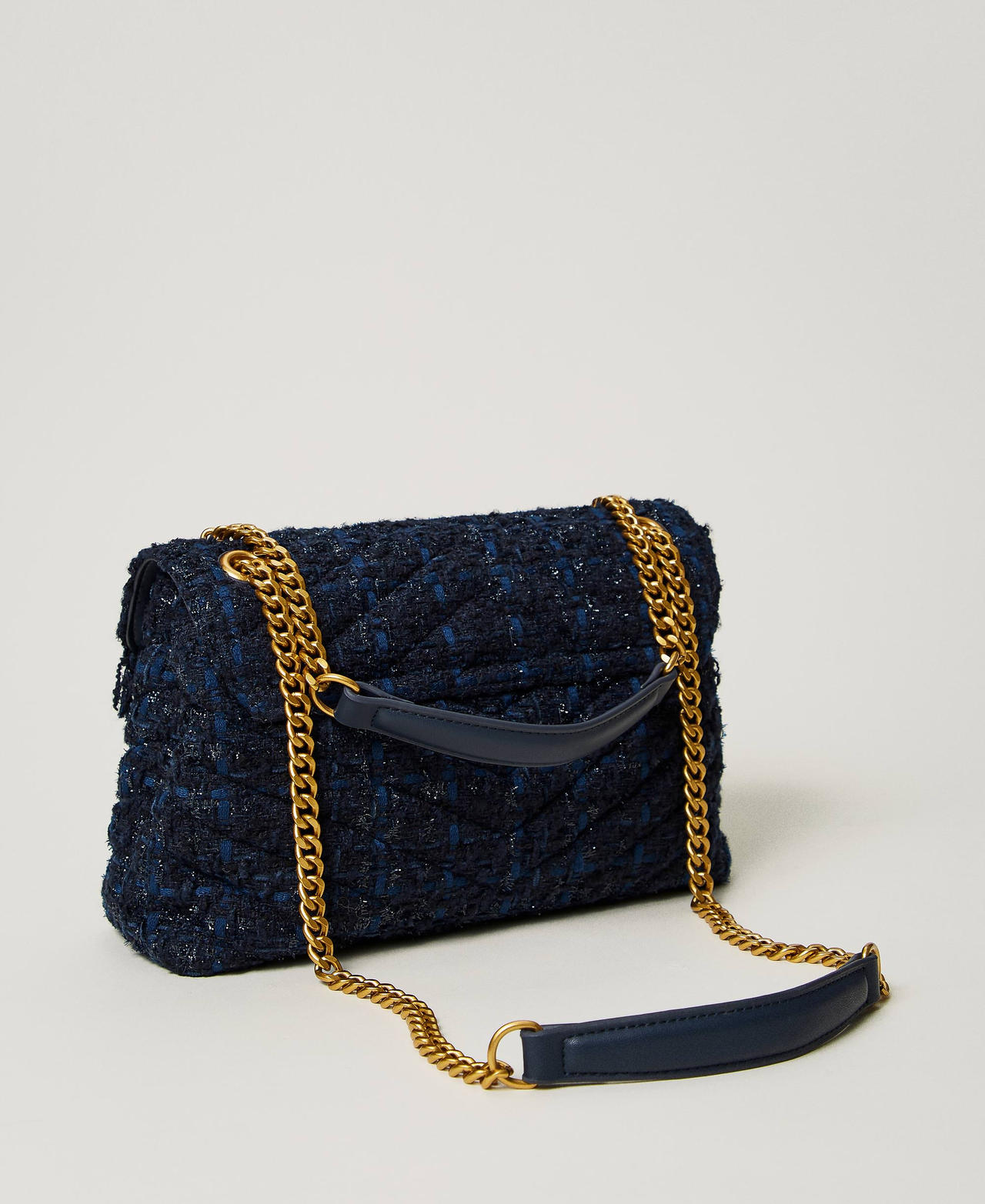 'Dreamy' medium tweed shoulder bag Blue Denim / Black Bouclè Woman 242TD8300_12006_03