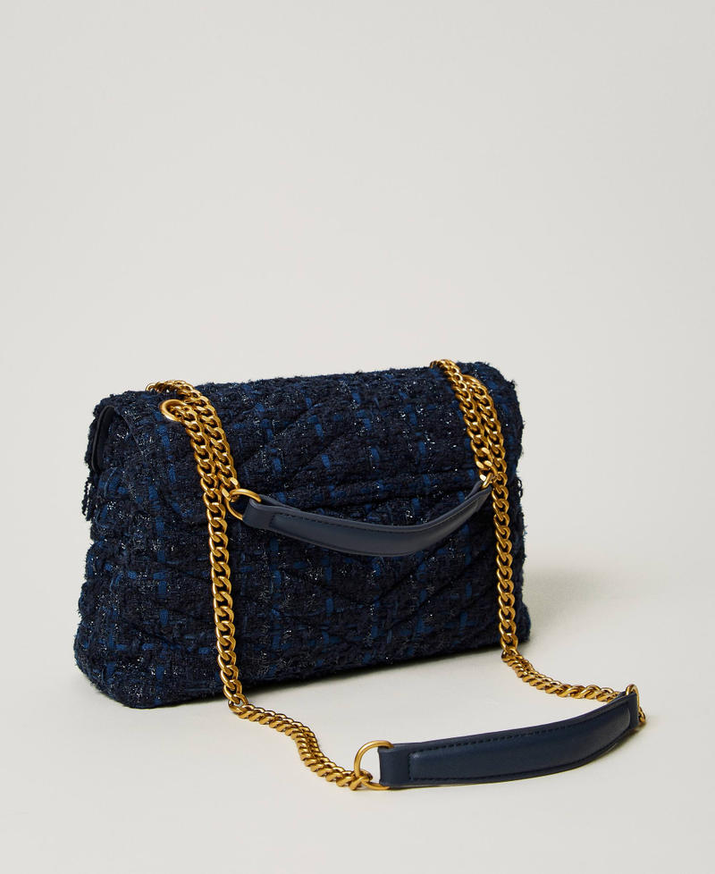 'Dreamy' medium tweed shoulder bag Blue Denim / Black Bouclè Woman 242TD8300_12006_03