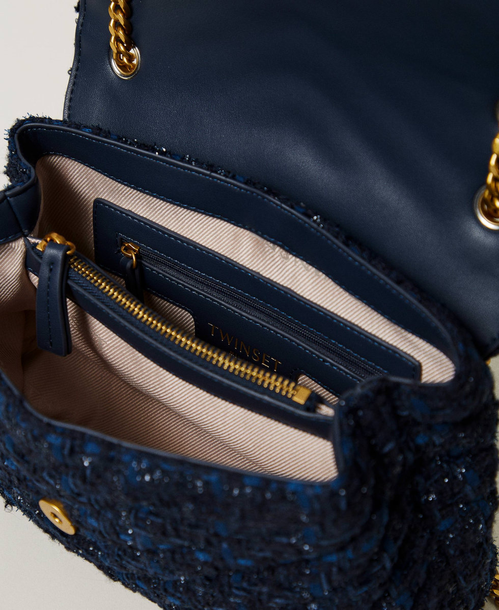 'Dreamy' medium tweed shoulder bag Blue Denim / Black Boucl&egrave; Woman 242TD8300_12006_04