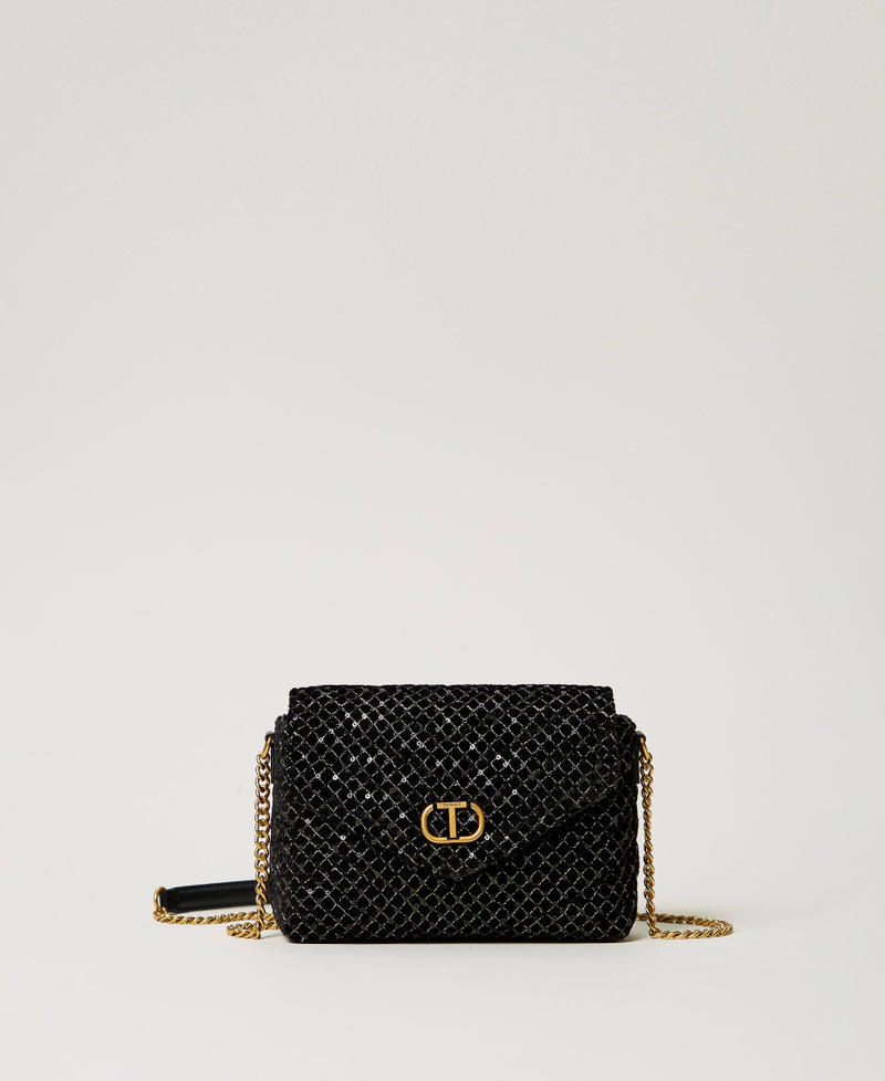 'Dreamy' small embroidered velvet shoulder bag Black Woman 242TD8310_00006_01