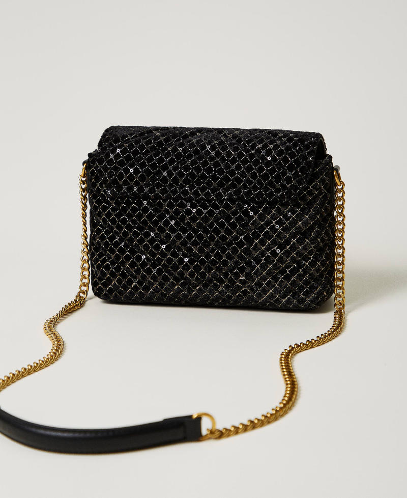 'Dreamy' small embroidered velvet shoulder bag Black Woman 242TD8310_00006_03