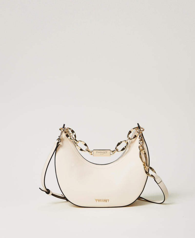 ‘Miss Twinset’ shoulder bag with logo chain White Cream Woman 242TD8350_11952_01