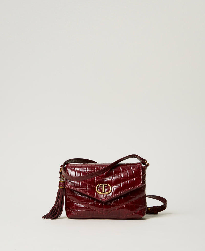 'Dreamy' small crocodile print leather shoulder bag