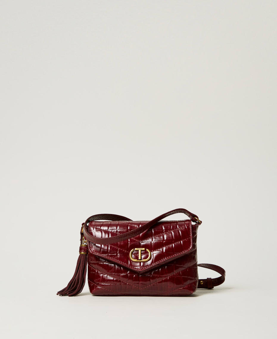 'Dreamy' small crocodile print leather shoulder bag