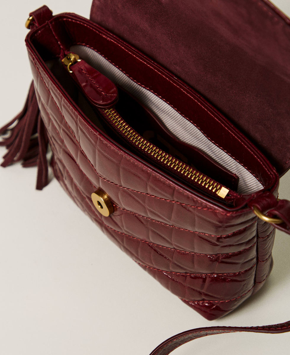 Bolso bandolera 'Dreamy' pequeño de piel estampado de cocodrilo Mujer, Rojo  | TWINSET Milano