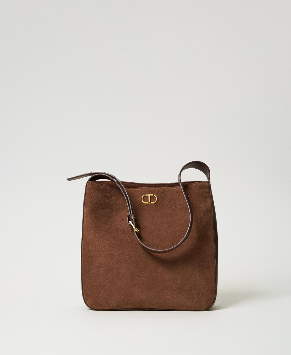 ‘Chelsea’ leather hobo bag Dark Chocolate Brown Woman 242TD8400_00263_01
